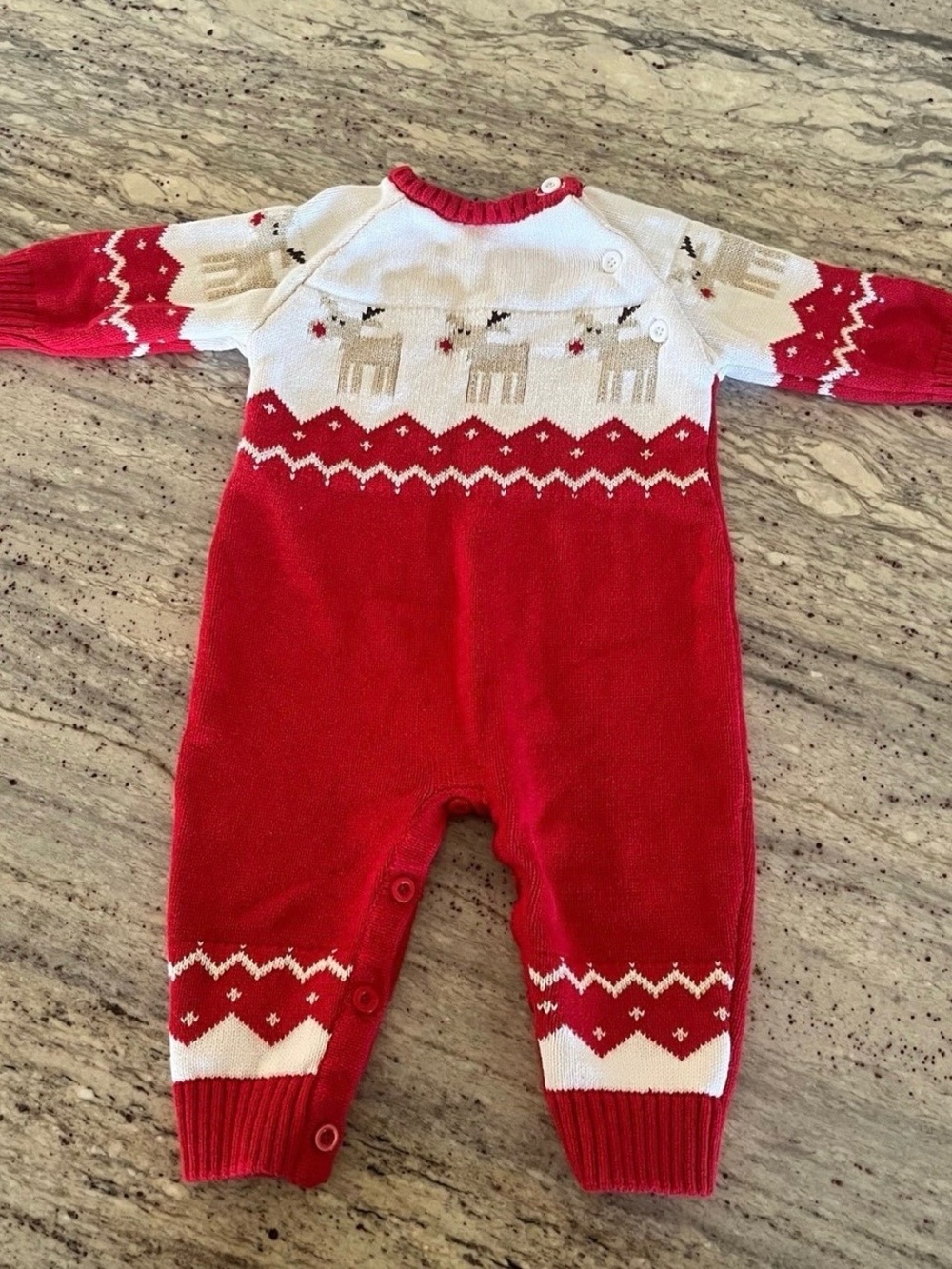 Holiday Red & White Knit Footie One-Piece for Babies